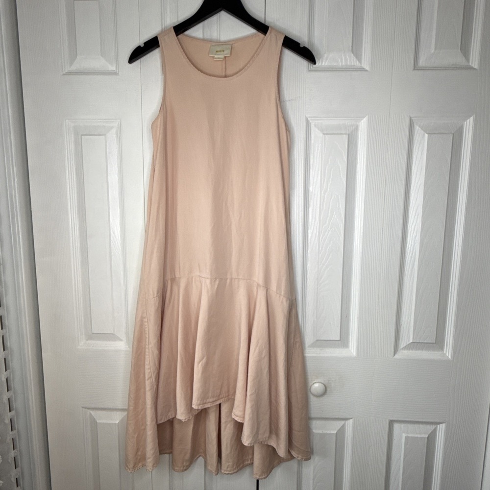 Anthropologie Maeve Camellia Dropwaist Dress XS Pink High Low Ruffle Midi